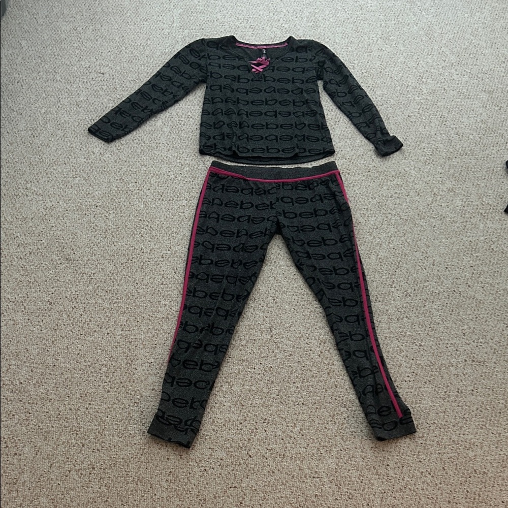 bebe Black and Pink Kids Pajama Set